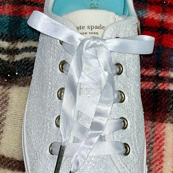 Kate Spade-Trista Glitter Sneaker in white size 8 1/2 - Picture 9 of 16